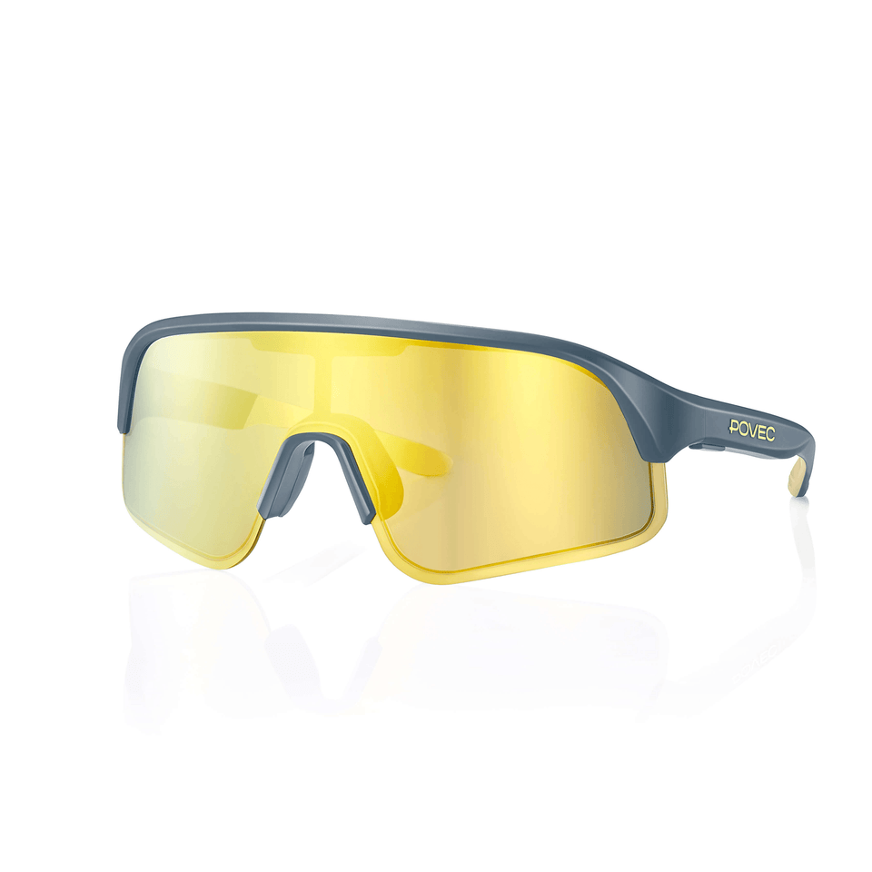 POVEC C1 Sunglasses, Denim Blue + Gold Revo